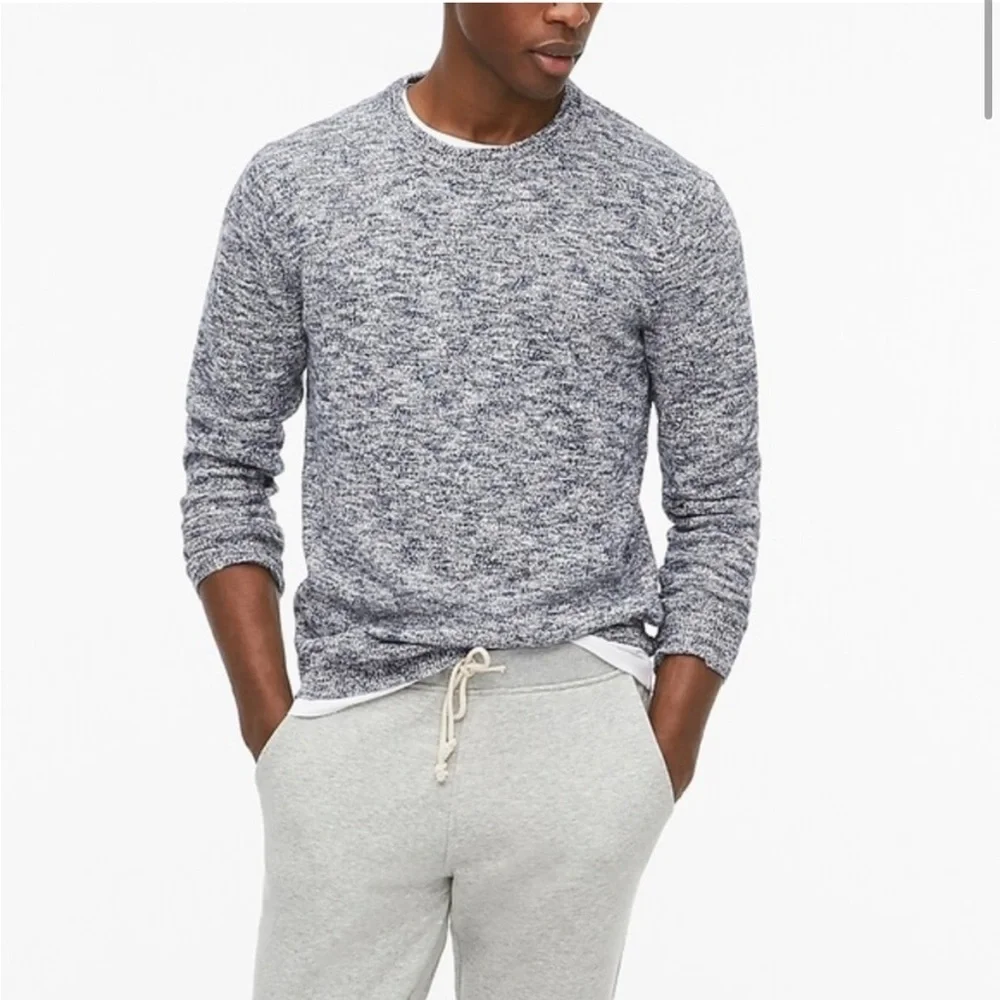 NWT J.Crew 100% Cotton Marled Slub Crewneck Sweater Heather Green XL